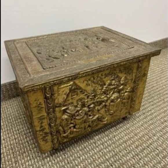 Other - Antique Brass Repoussé Fireside Box